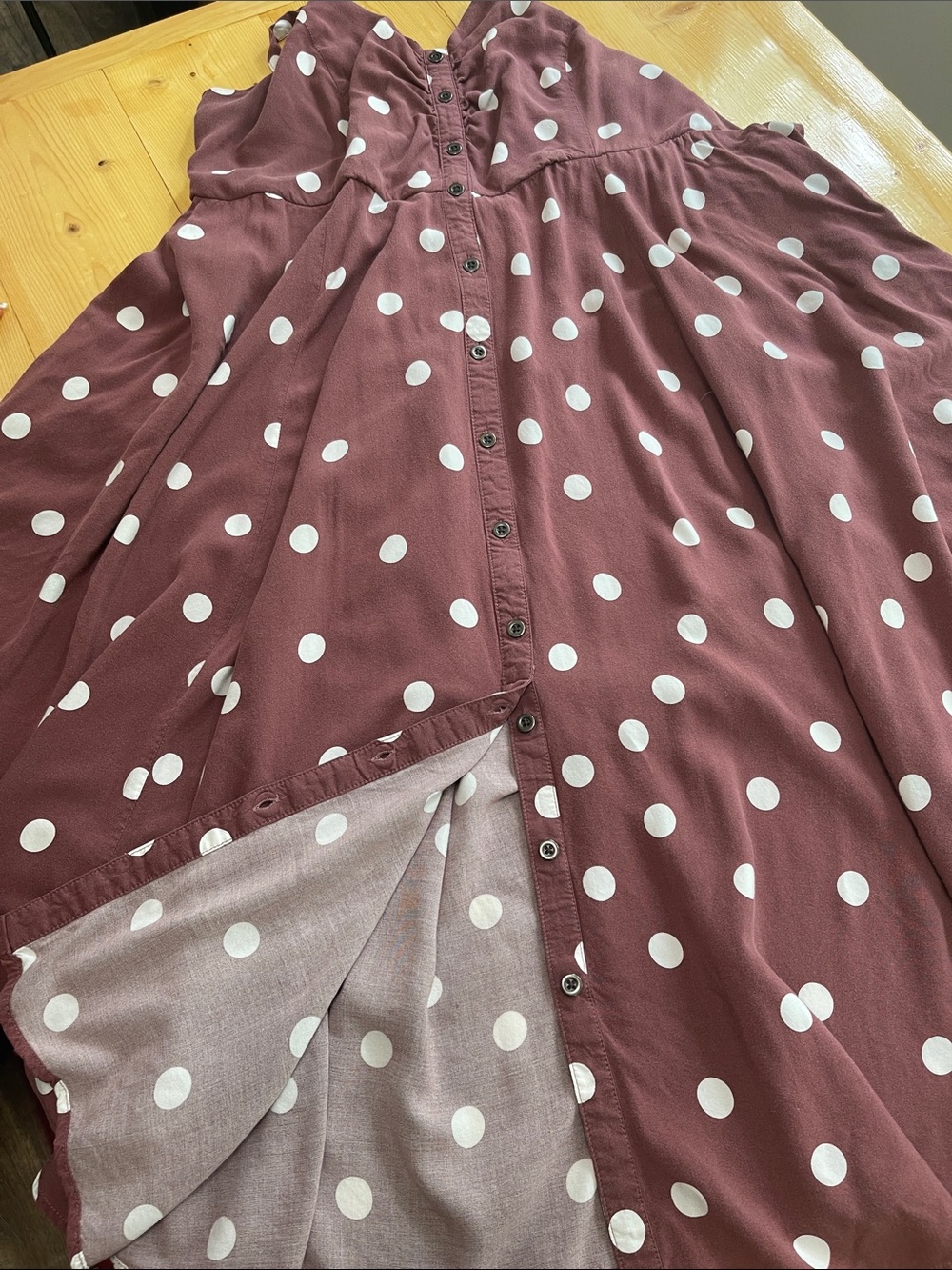 Torrid Mauve Polka Dot Button Front Dress Smocked Back 2X - Picture 16 of 16